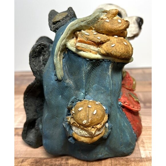 Dalmatian Puppy Figurine With Backpack Burger Design Hand-Painted Resin Bank Col - Picture 3 of 6